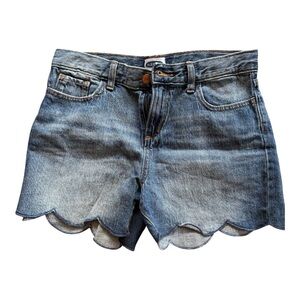 Old Navy Girl’s Kids Size 16 Blue Denim Scalloped Hem Adjustable Waist Shorts